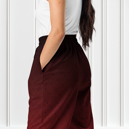 Black To Red Ombre With Diamond Pattern Wide-leg joggers