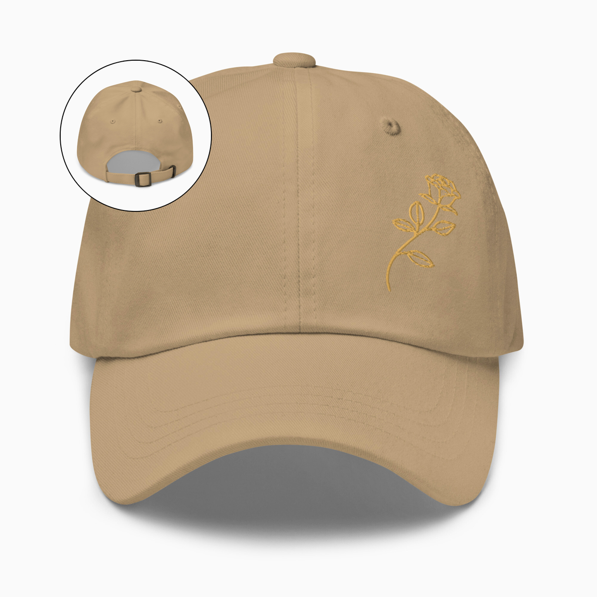Embroidered Golden Rose Dad Hat