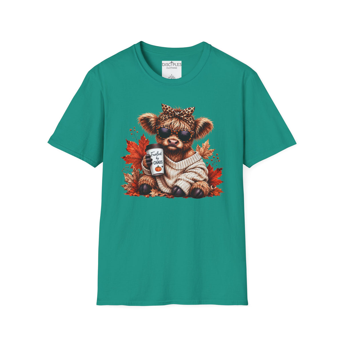 Fueled By Chaos Cow Cozy Autumn Graphic Tee