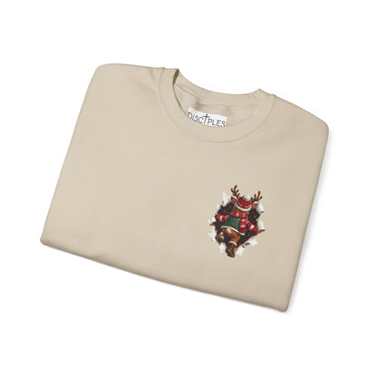 Christmas Reindeer Crewneck Sweatshirt — Cute Vintage Holiday Deer Design