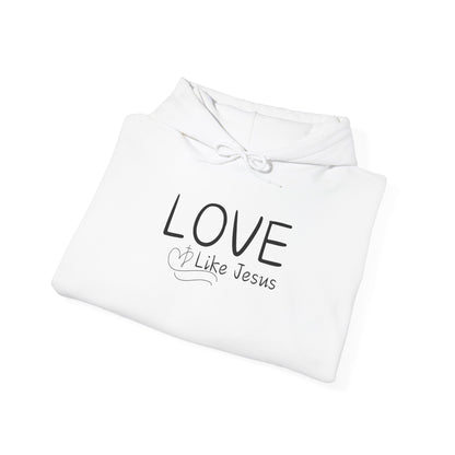 Love Like Jesus Hoodie — Christian Faith Pullover with Scripture Sleeve Text