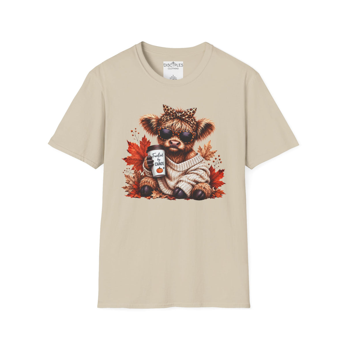 Fueled By Chaos Cow Cozy Autumn Graphic Tee