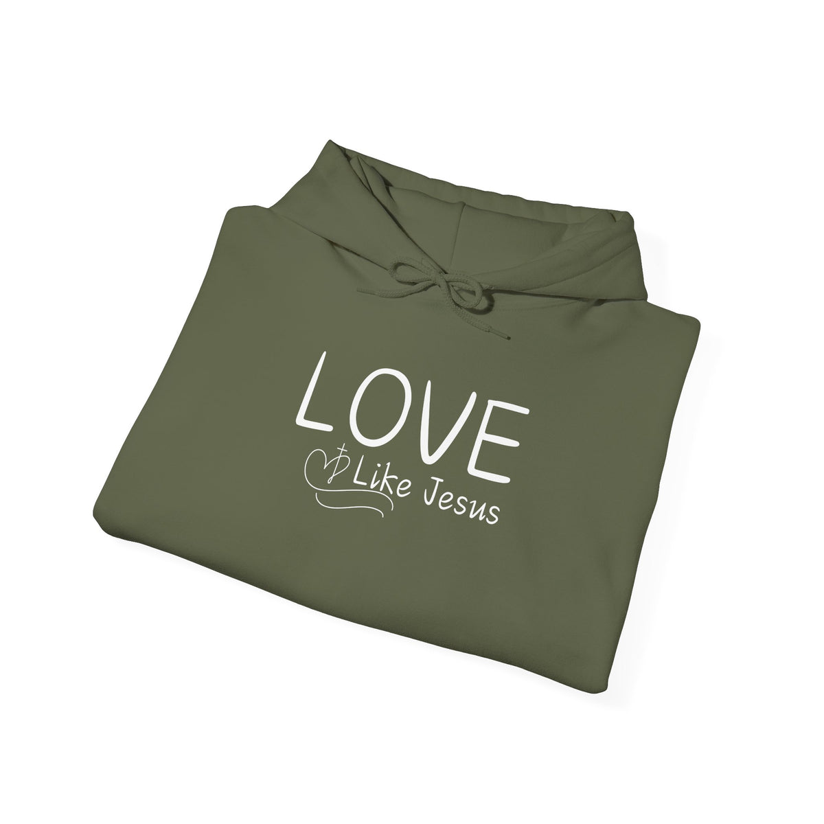 Love Like Jesus Hoodie — Christian Faith Pullover with Scripture Sleeve Text
