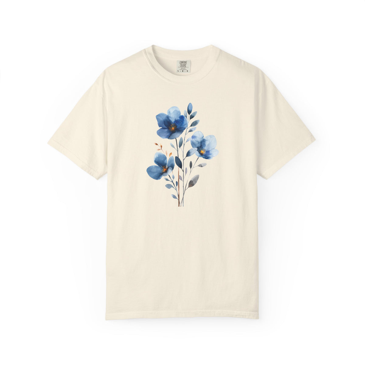 Floral Blue Watercolor Graphic T-Shirt