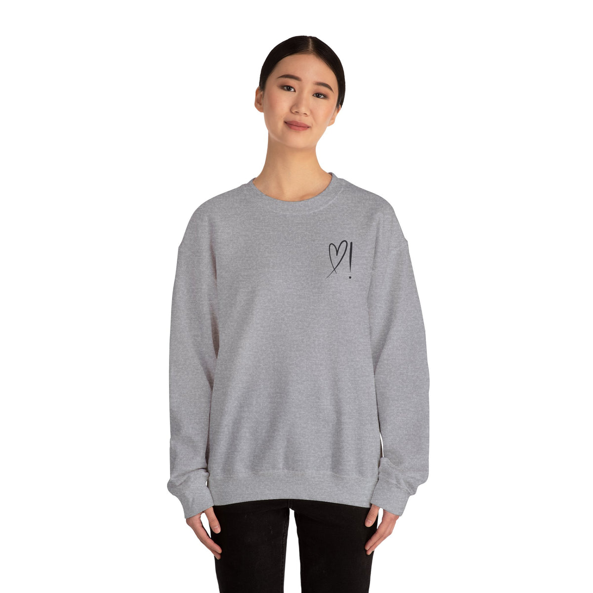 Heart Doodle Crewneck Sweatshirt – Minimal Pocket Heart Graphic
