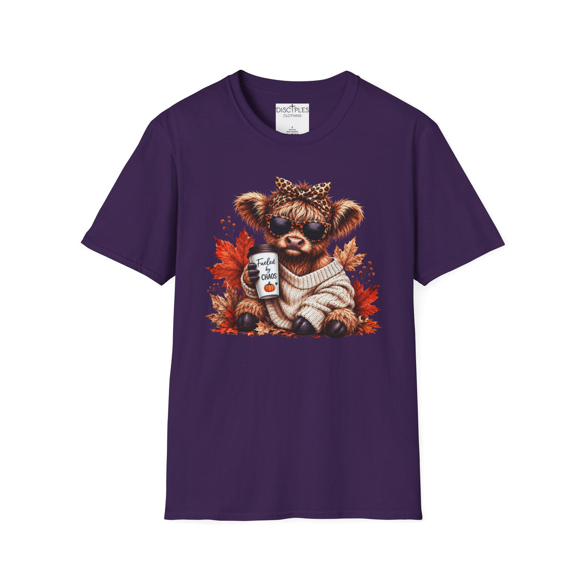 Fueled By Chaos Cow Cozy Autumn Graphic Tee