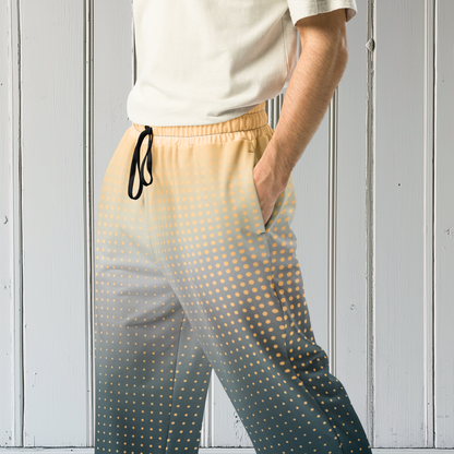 Orange And Grey Ombre With Polka Dots Wide-Leg Joggers