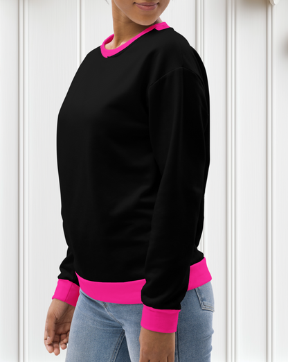 Pink And Black Color Block Sweatshirt
