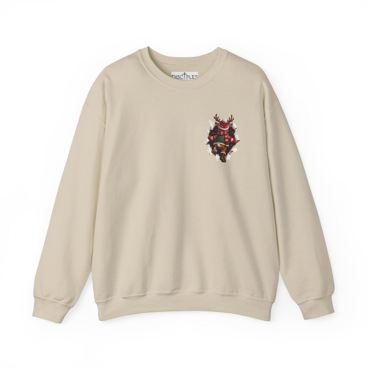 Christmas Reindeer Crewneck Sweatshirt — Cute Vintage Holiday Deer Design