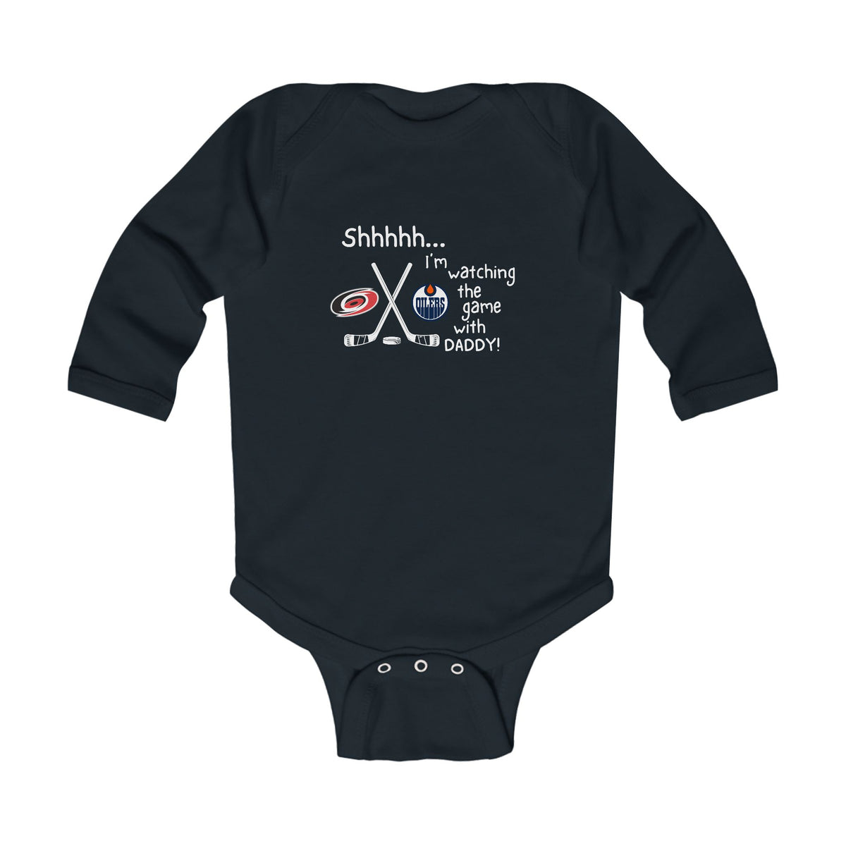 Customizable Shhh... I’m Watching the Game With DaddyHockey Infant Long Sleeve Onesie