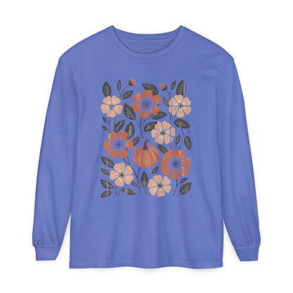 Botanical Floral Pumpkin Long Sleeve T-Shirt