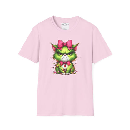 Grumpy Christmas Cat with Bow T-Shirt