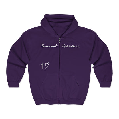 Emmanuel: God With Us Zip Hoodie — Christian Faith Full-Zip Sweatshirt