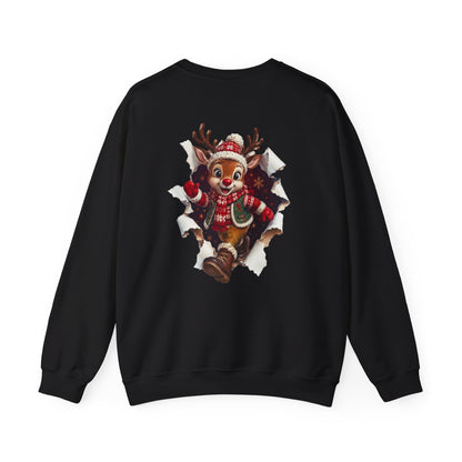 Christmas Reindeer Crewneck Sweatshirt — Cute Vintage Holiday Deer Design