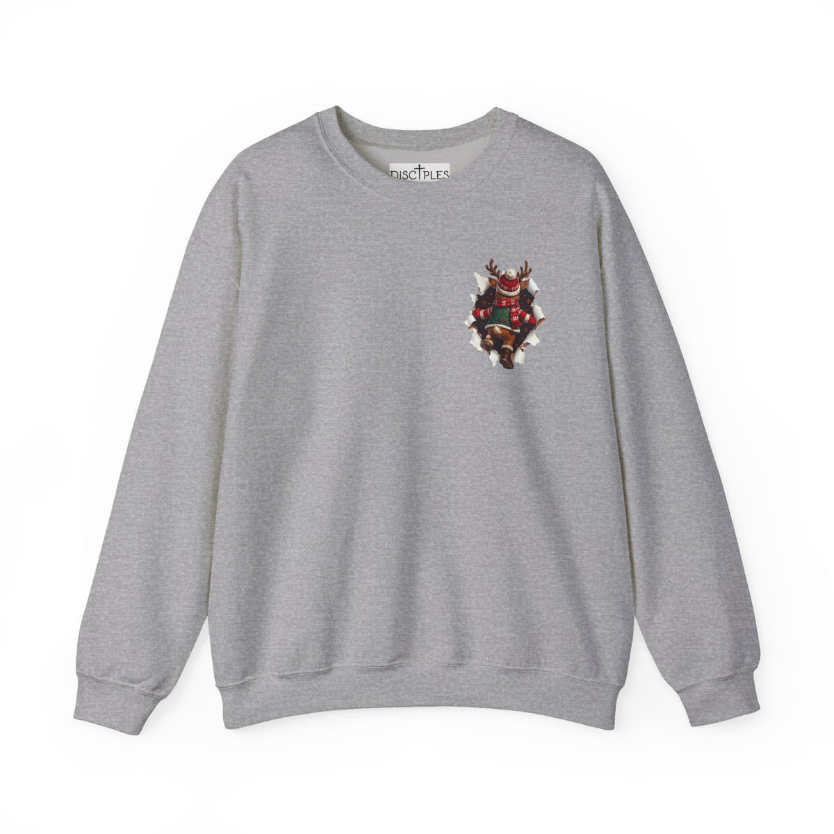 Christmas Reindeer Crewneck Sweatshirt — Cute Vintage Holiday Deer Design