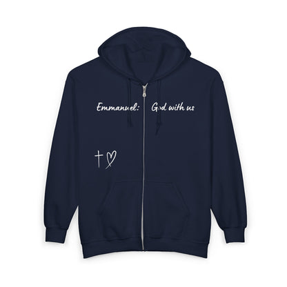 Emmanuel: God With Us Zip Hoodie — Christian Faith Full-Zip Sweatshirt