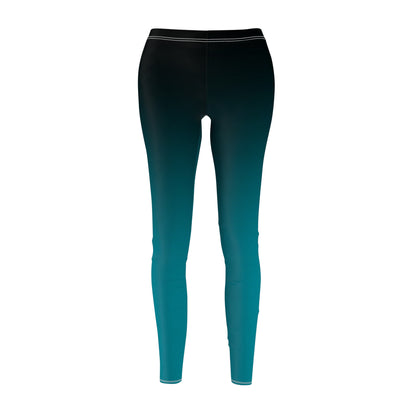 Turquoise Blue To Black Ombre Leggings
