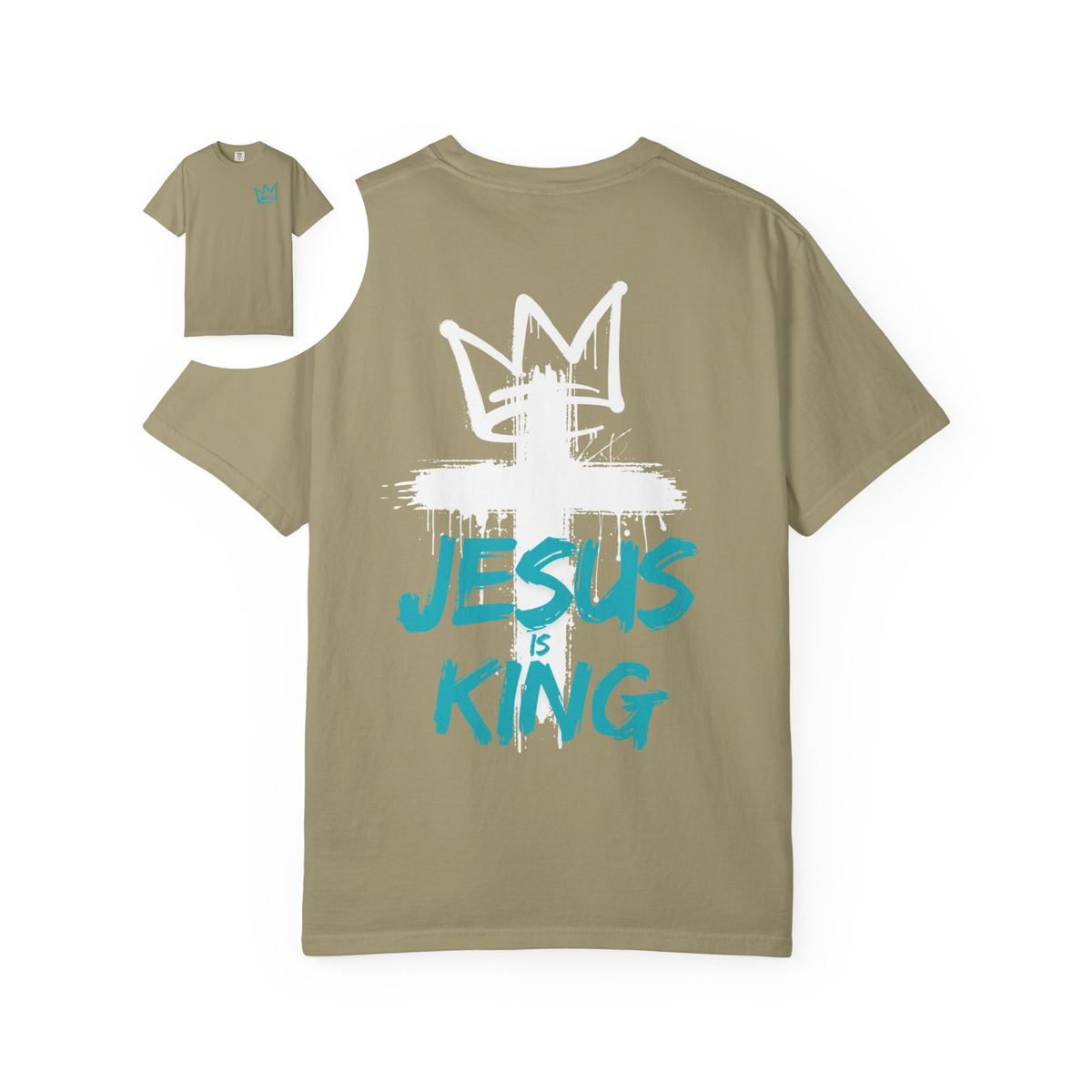 Jesus Is King T-Shirt Crown & Cross Faith Graphic T-Shirt