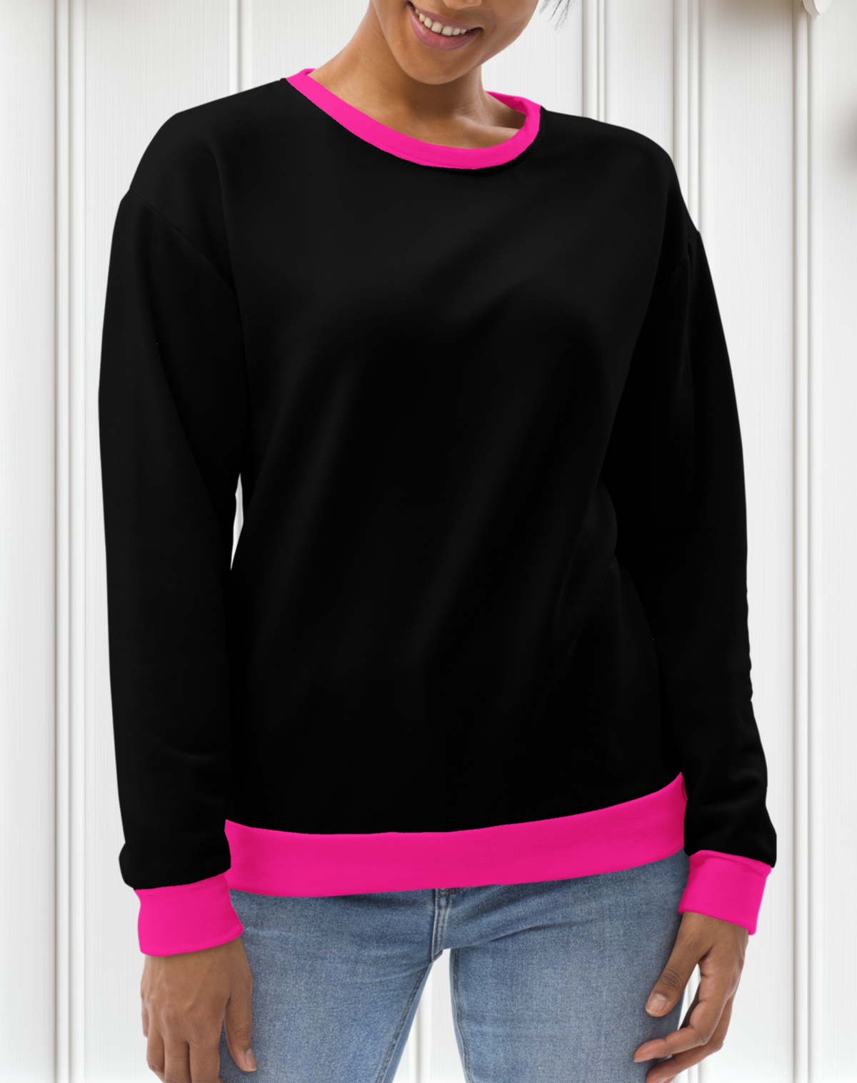 Pink And Black Color Block Sweatshirt