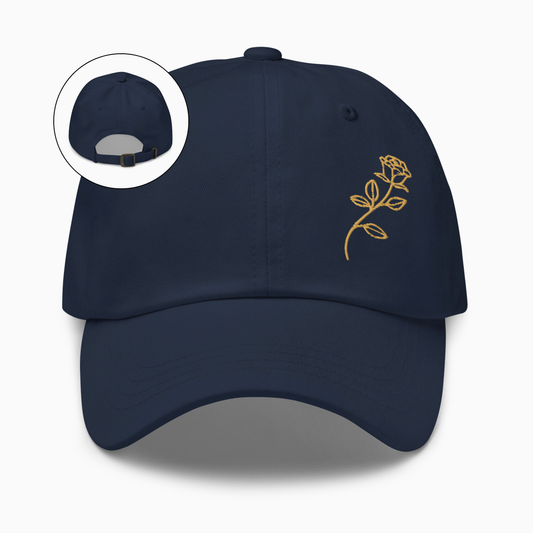 Embroidered Golden Rose Dad Hat