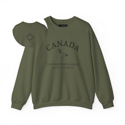 Canada The Great White North Goose & Maple Leaf Crewneck Sweatshirt
