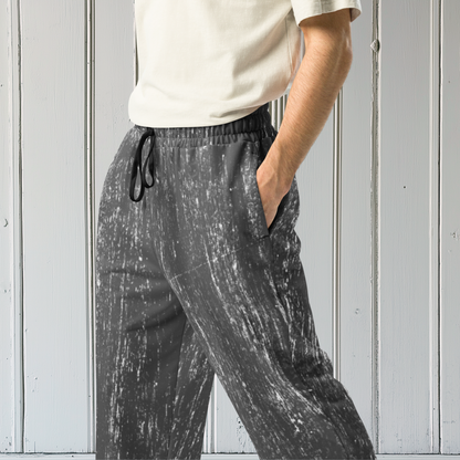 Scratched Grey Wide-Leg Joggers
