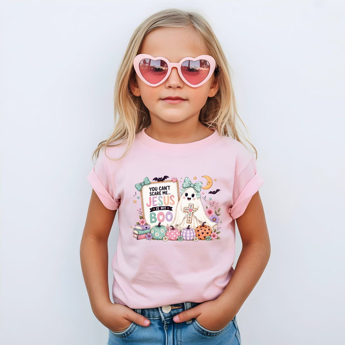 Ghost Halloween Shirt “You Can’t Scare Me, Jesus Is My Boo” Kids T-Shirt