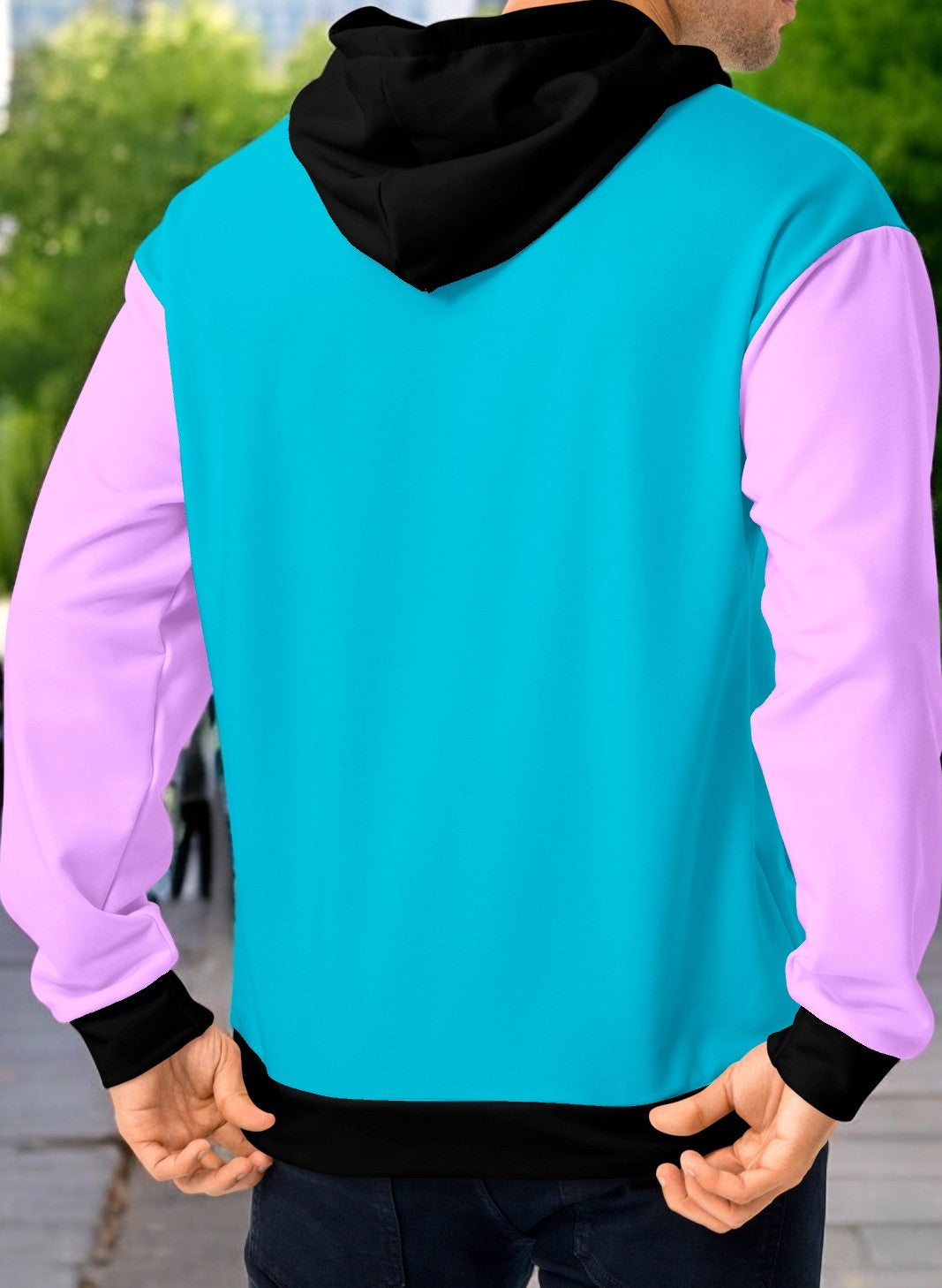 Blue And Purple Color Block Hoodie