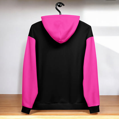 Pink And Black Color Block Hoodie