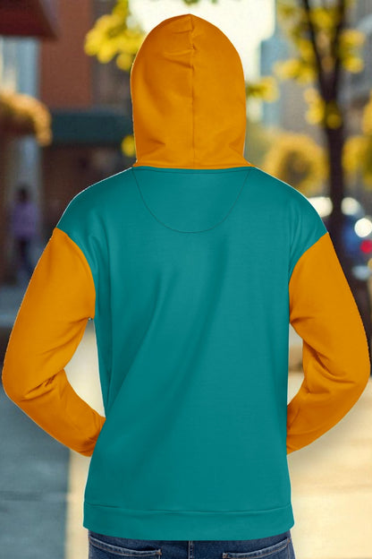 Gold And Teal Color Block Unisex Hoodie
