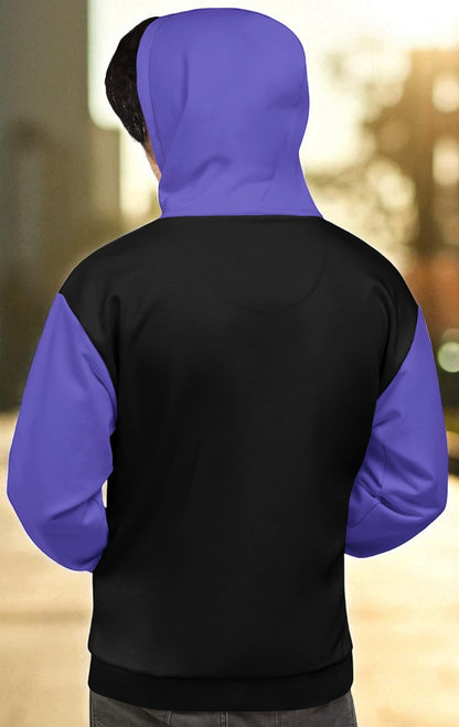 Blue And Black Color Block Hoodie