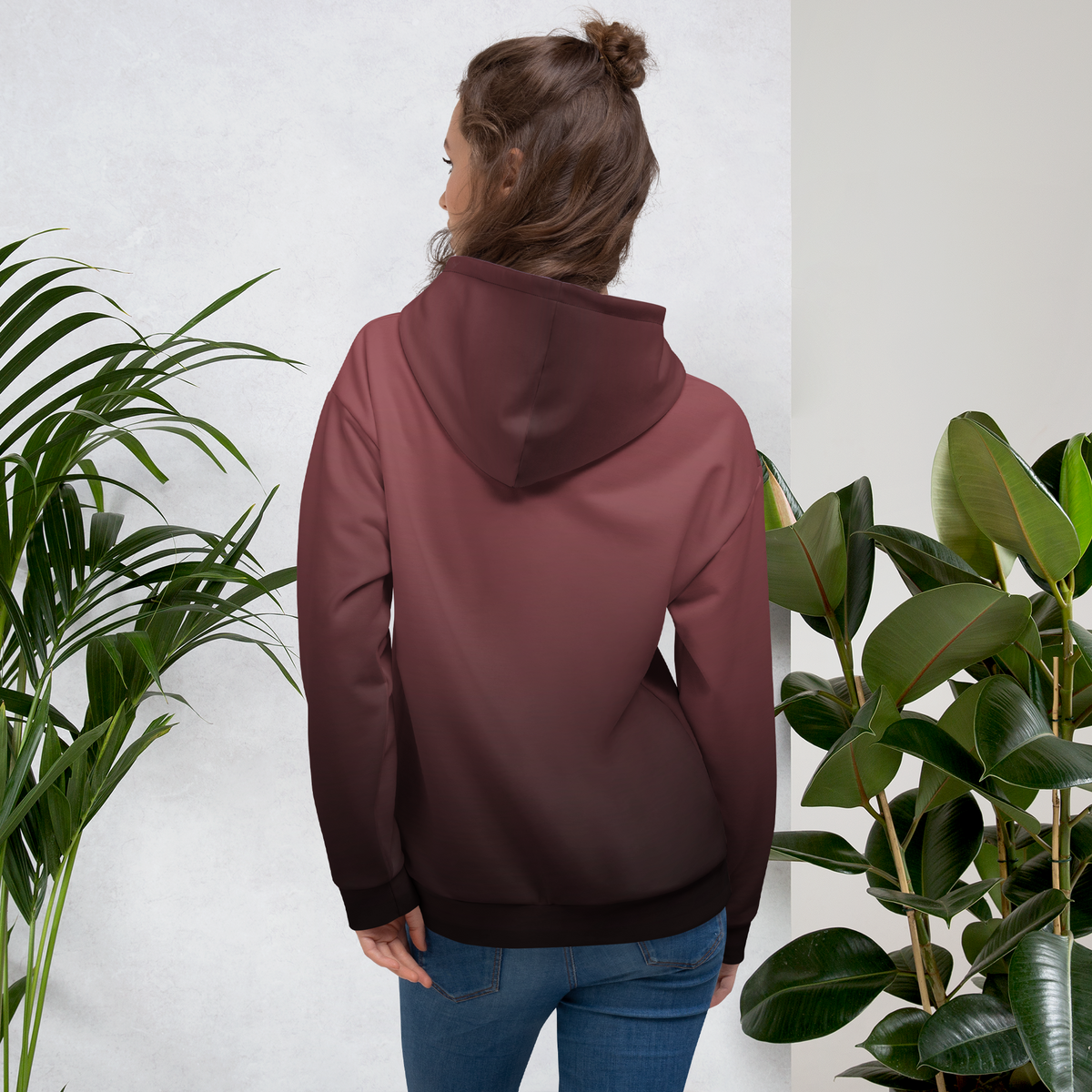 Mauve To Black Ombre Unisex Hoodie