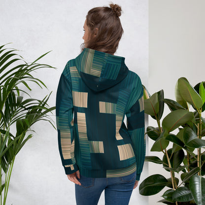 Teal And Beige Block Hoodie