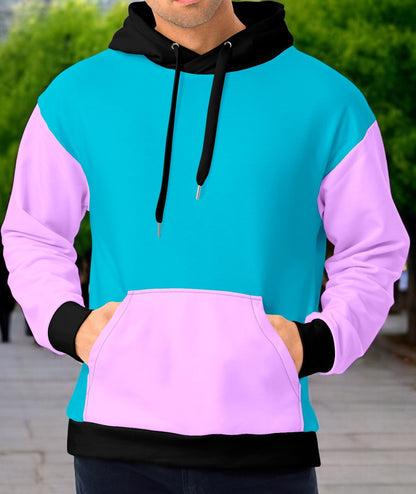 Blue And Purple Color Block Hoodie