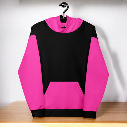 Pink And Black Color Block Hoodie