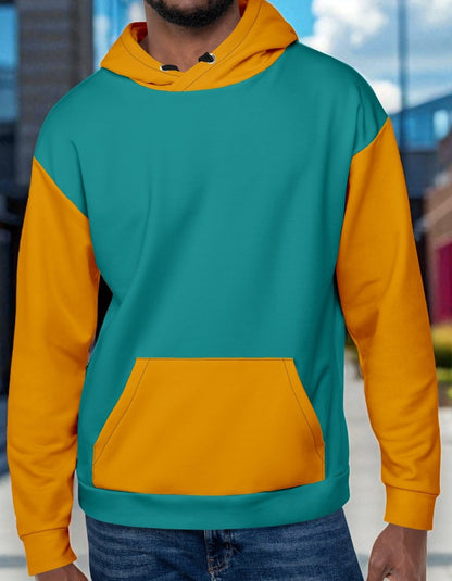 Gold And Teal Color Block Unisex Hoodie