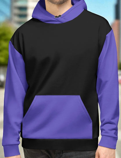 Blue And Black Color Block Hoodie