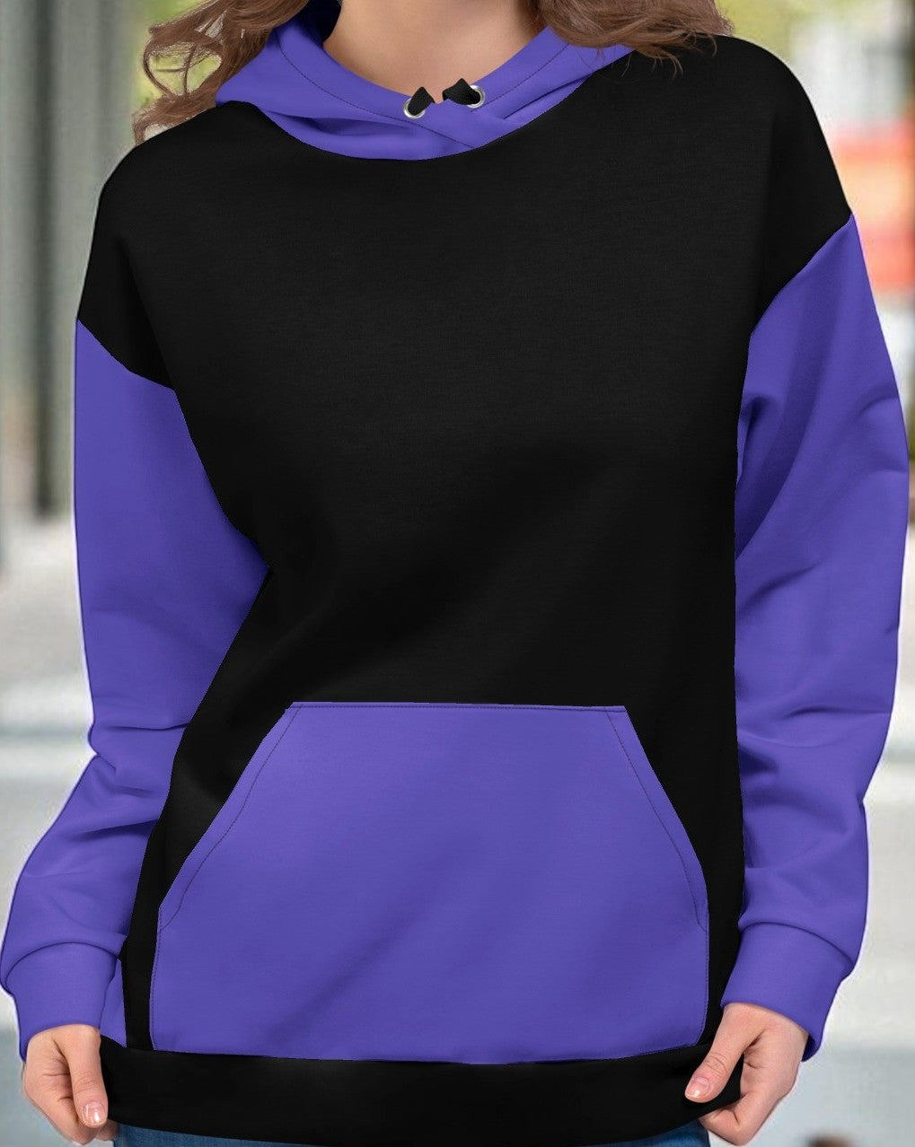 Blue And Black Color Block Hoodie