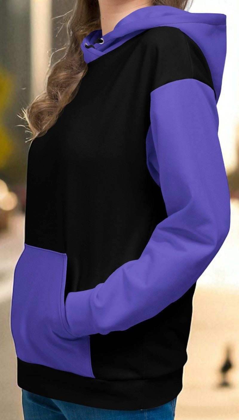 Blue And Black Color Block Hoodie