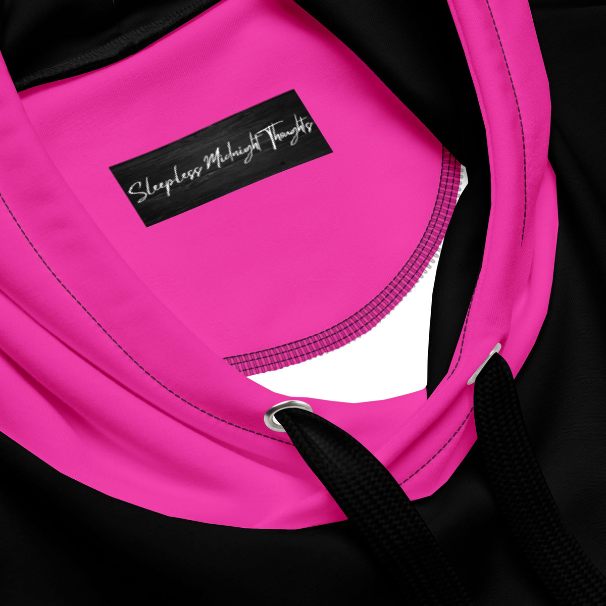 Pink And Black Color Block Hoodie
