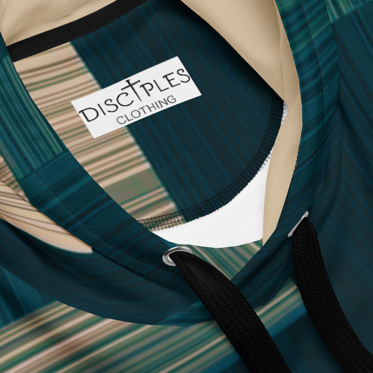 Teal And Beige Block Hoodie