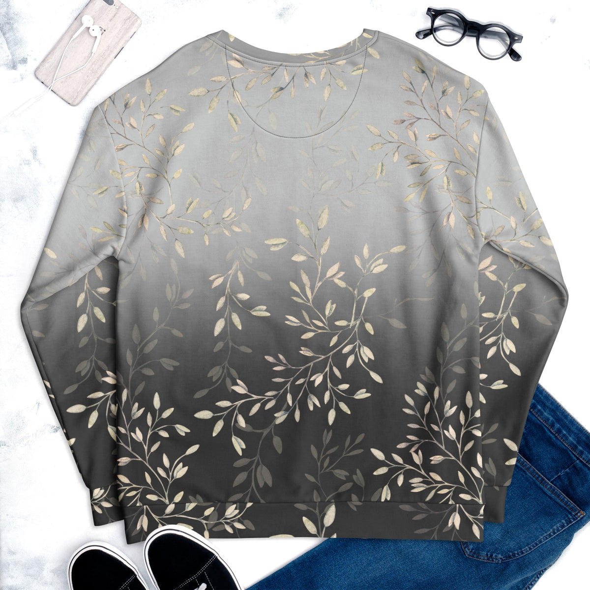 Floral Gold and Grey Ombre Women's Sweatshirt