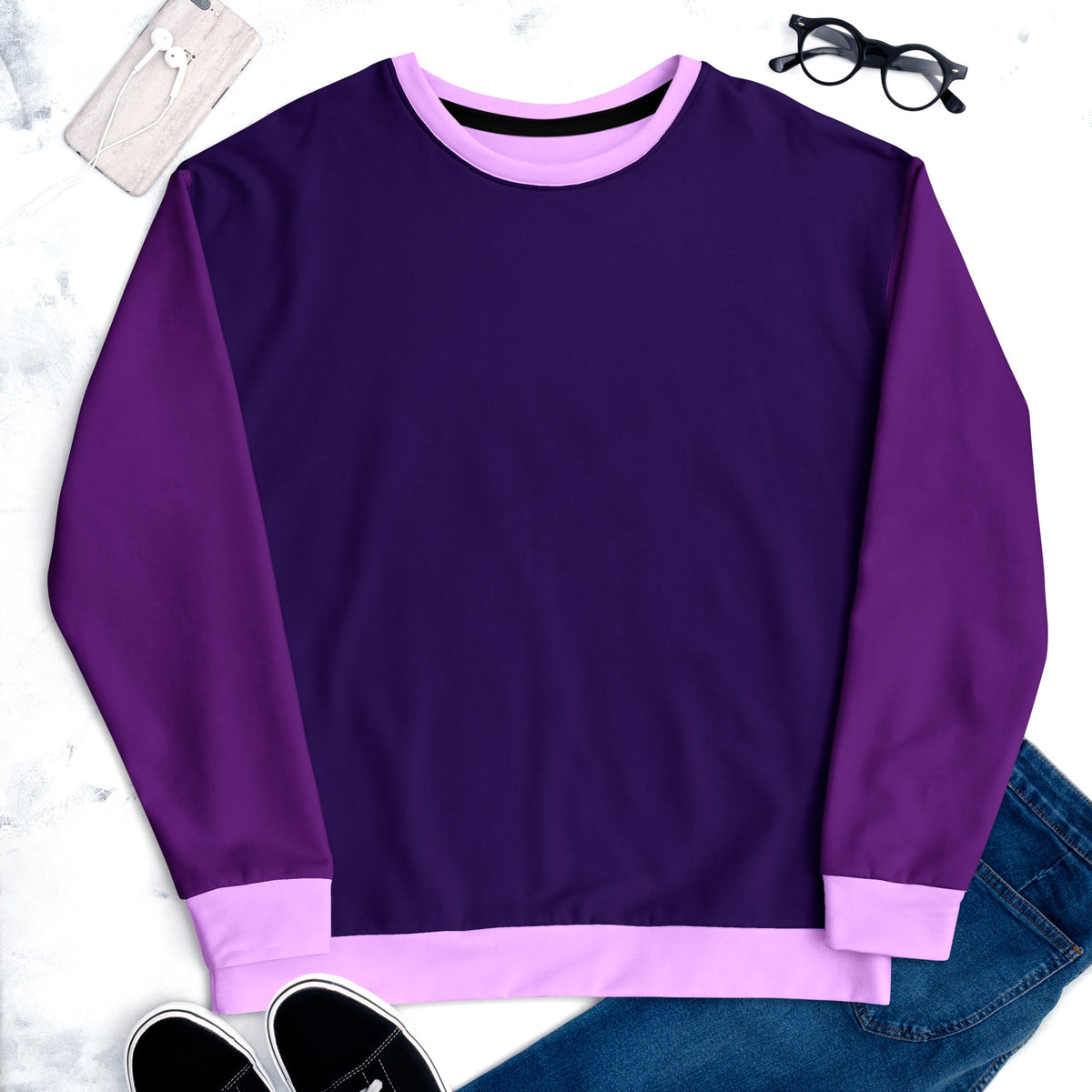 Purple Color Block Women's Sweatshirt