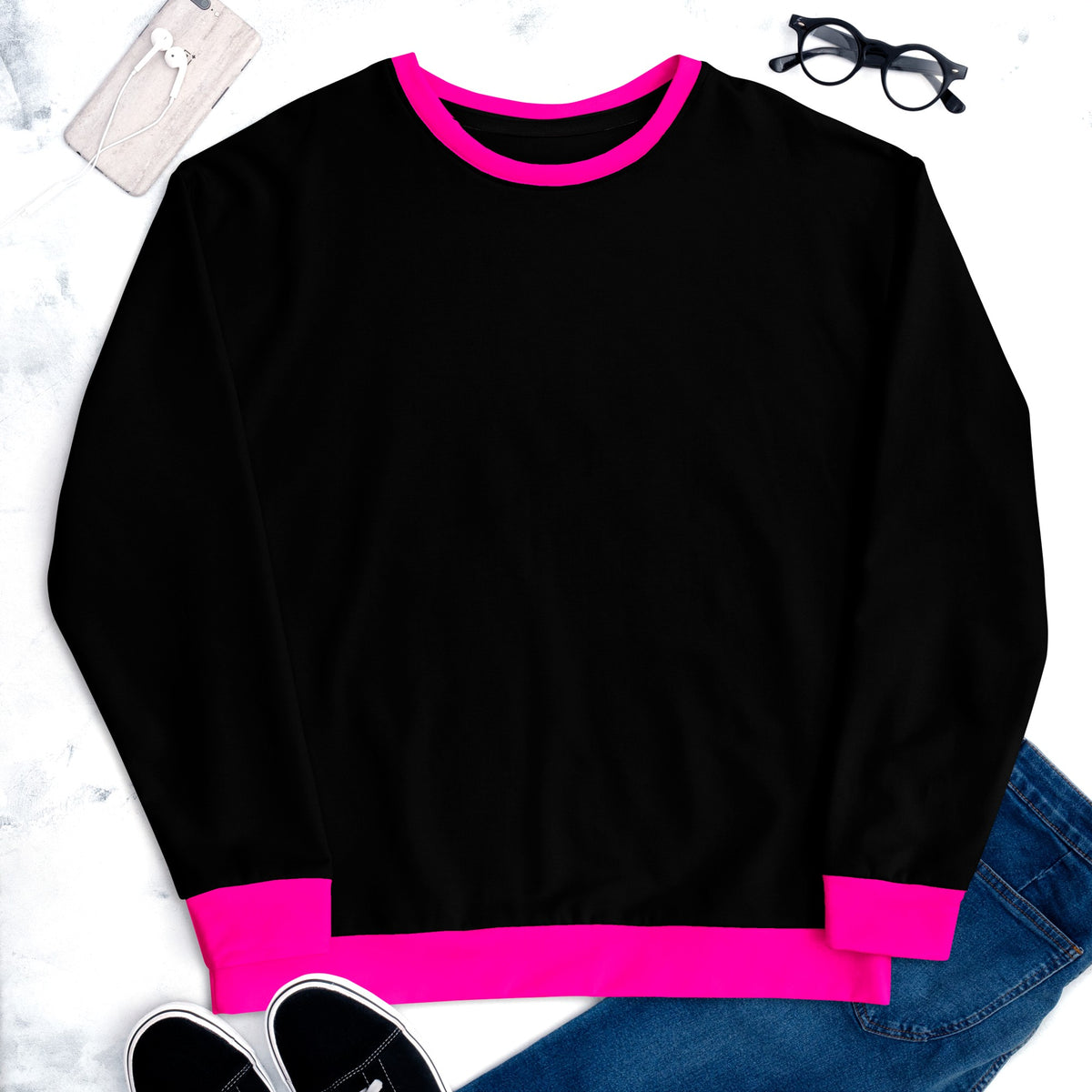 Pink And Black Color Block Sweatshirt