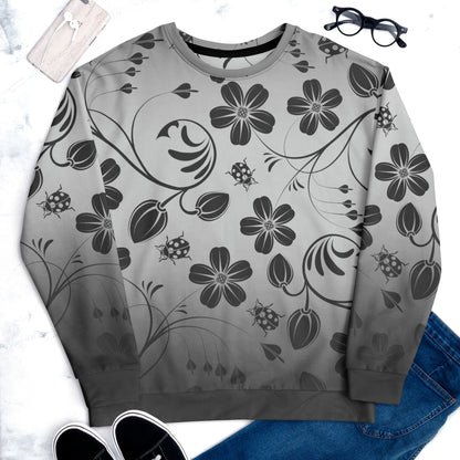 Grey Ombre Floral Women's Sweatshirt