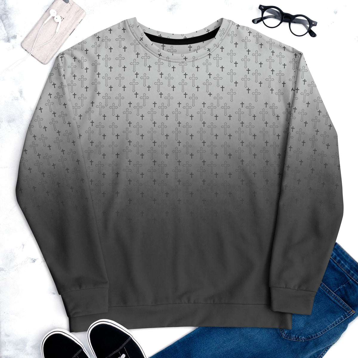Jesus Cross Ombre Unisex Sweatshirt
