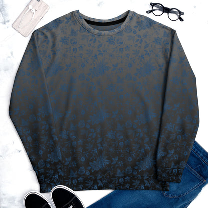 Grey With Blue Floral Ombre Women's Sweatshirt