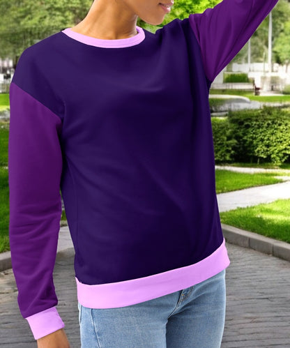 Purple Color Block Women's Sweatshirt