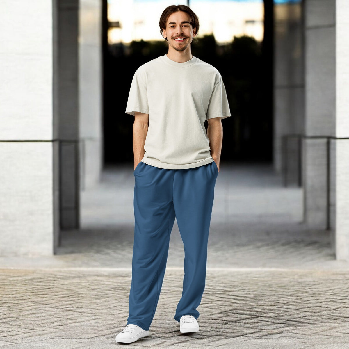 Ocean Blue Wide-Leg Joggers
