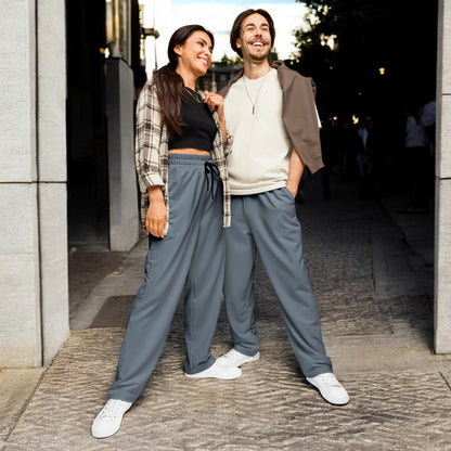 Slate Blue Wide-Leg Joggers